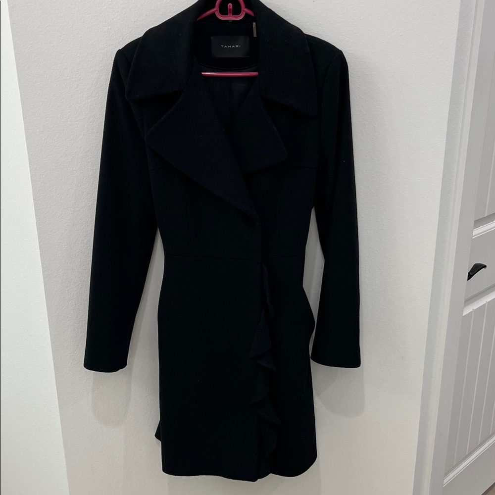 Tahari Black Outerwear Pea Coat 100% Wool